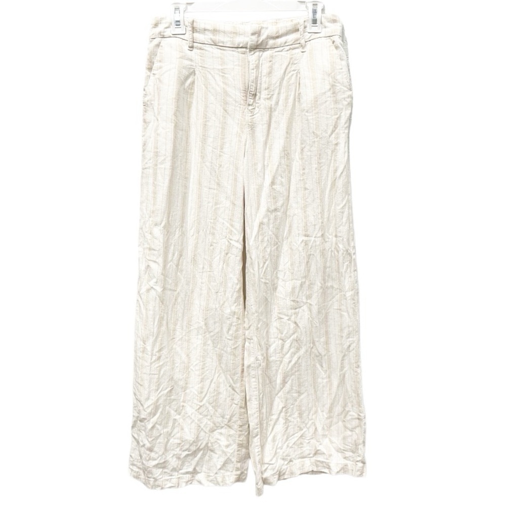 American Eagle Pants women's‎ 2 Striped Wide Leg Linen Blend Coastal Minimalist